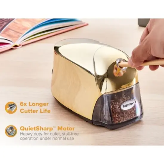 Bostitch QuietSharp Executive Electric Pencil Sharpener Gold - Classroom & School Supplies for Kids image {1}