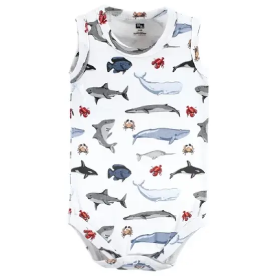 Hudson Baby Infant Boy Cotton Sleeveless Bodysuits, Boy Sea Creatures image {3}