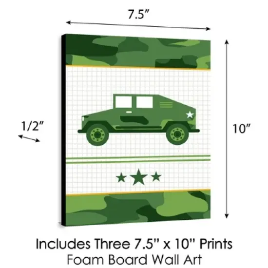 Big Dot of Happiness Camo Hero - Army Military Camouflage Nursery Wall Art and Kids Room Decorations - Gift Ideas - 7.5 x 10 inches - Set of 3 Prints image {3}
