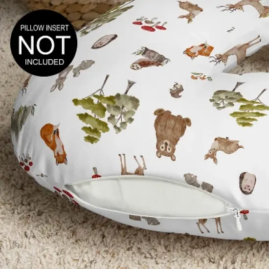 Sweet Jojo Designs Boy, Girl, Unisex/Gender Neutral Support Nursing Pillow Cover (Pillow Not Included) Watercolor Woodland Forest Animals Multicolor image {2}