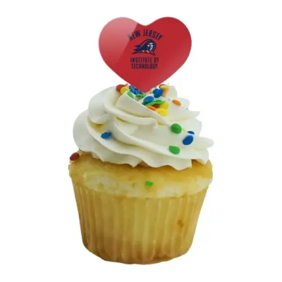New Jersey Institute of Technology Highlanders Logo Heart Love Cupcake Picks Toppers Decoration Set of 6 image {4}