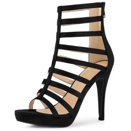 Allegra K Women's Stiletto Platform Heels Strappy Gladiator Heel Sandals image {7}