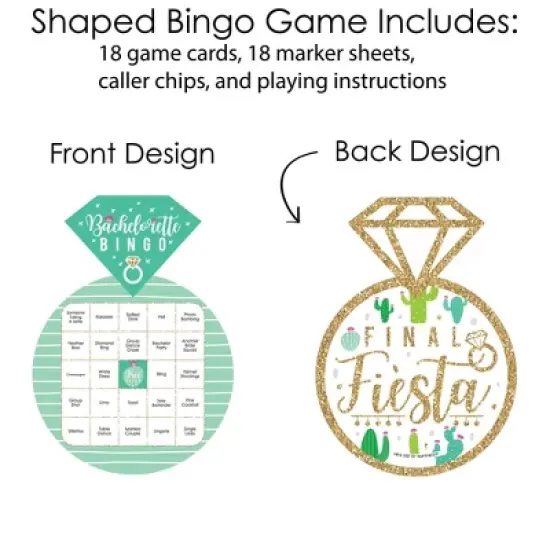Big Dot of Happiness Final Fiesta - Bar Bingo Cards and Markers - Last Fiesta Bachelorette Party Shaped Bingo Game - Set of 18 image {2}
