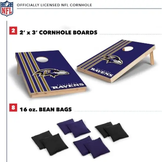 NFL Baltimore Ravens 2'x3' Wood Cornhole Set image {1}