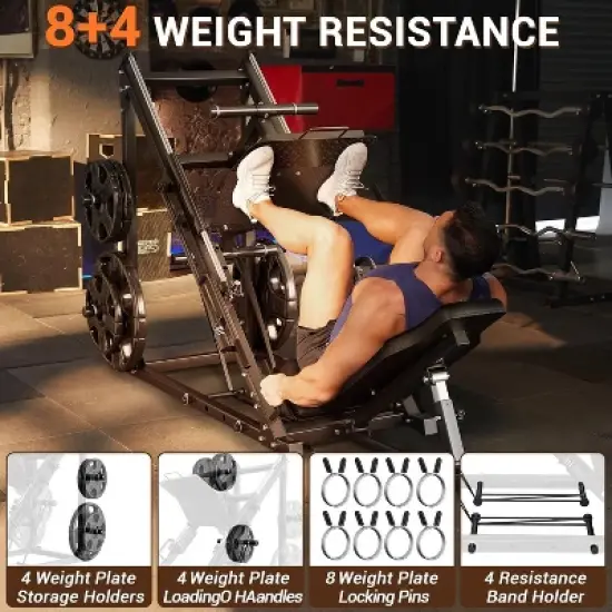 Acekool 45 Degree Leg Press Machine for Home Gym, Professional Lower Body Strength Trainer, 2000LB Capacity, Adjustable, Black image {4}