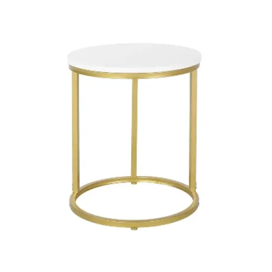 Ingersol Modern Glam C Shaped End Table White/Gold - Christopher Knight Home image {1}