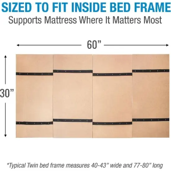 DMI Foldable Box Spring, Bunkie Board, Bed Support Slats for Support to Streamline and Minimize the Bed, No Assembly Needed, Twin Size, 60 x 30 image {1}