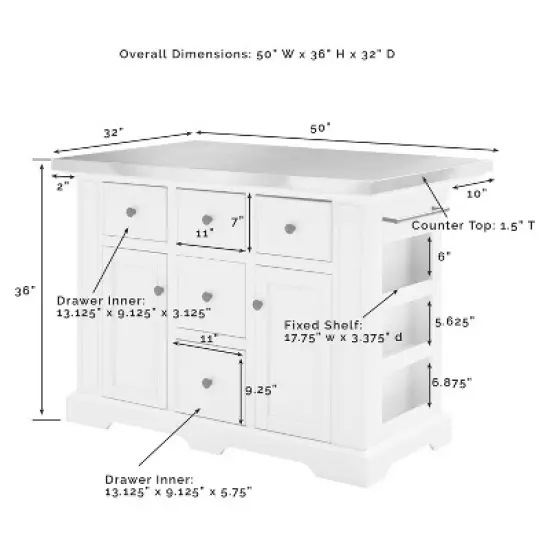 Julia Stainless Steel Top Kitchen Island - Crosley image {14}