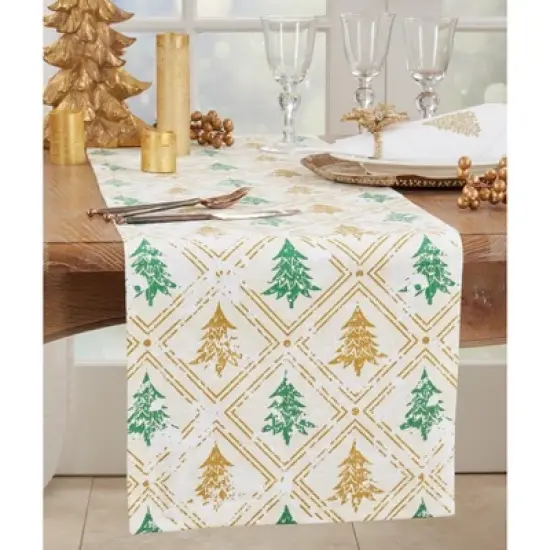 Saro Lifestyle Holiday Table Runner With Christmas Trees Design image {2}