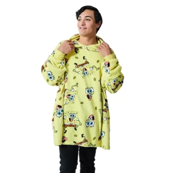Spongebob Squarepants All-Over Print Yellow Long Sleeve Oversized Hoodie Wearable Blanket-OSFA image {2}