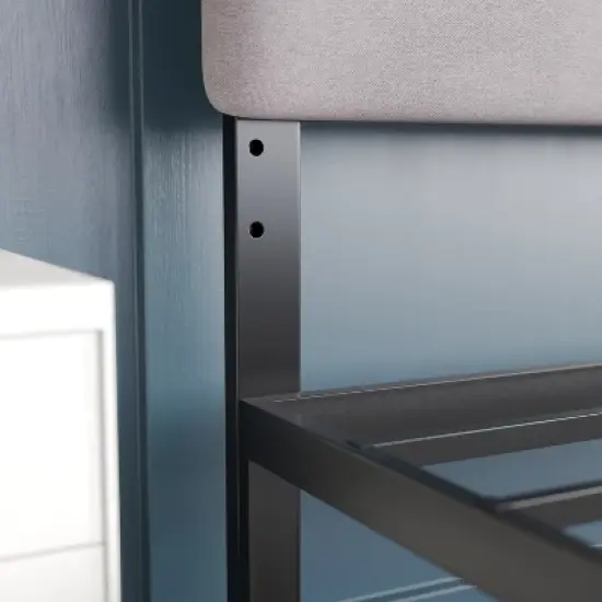 Emma and Oliver Modern Upholstered Headboard with Horizontal Line Stitching and Adjustable Height Rails image {5}