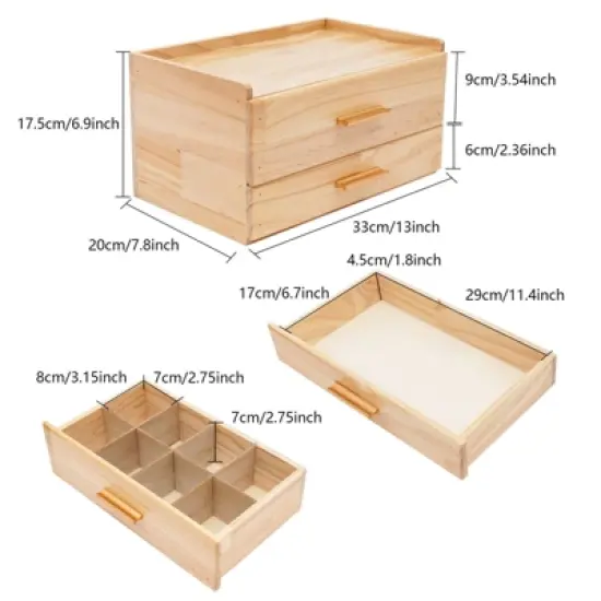 YIYIBYUS Desktop Organizer with 2 Drawers, Wood Tea Bag Organizer with Drawer, Storage Box, Wood Color image {2}