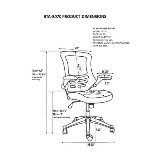 Modern Office Chair Black - Techni Mobili image {6}