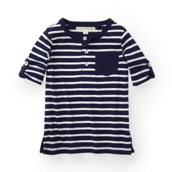 Hope & Henry Boys' Henley Pocket Tee with Rolled Sleeves, Infant image {4}