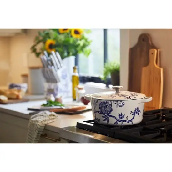 Cuisinart Caskata 5qt Enameled Cast Iron Round Casserole - Floral Landscape image {6}