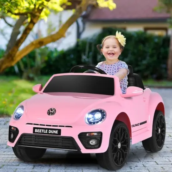 Costway 12V Kids Ride On Car Licensed Volkswagen Beetle w/ Remote Control & Music image {1}