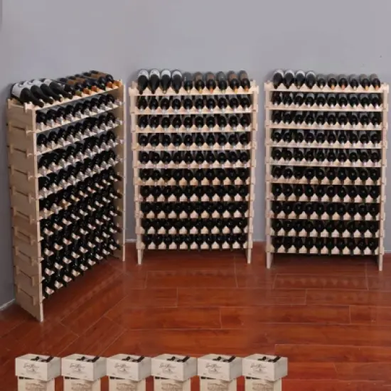 Itopfox Freestanding Wooden Wine Rack Cabinet, Stackable Storage Modular Countertop Holder for 100 Bottles image {5}