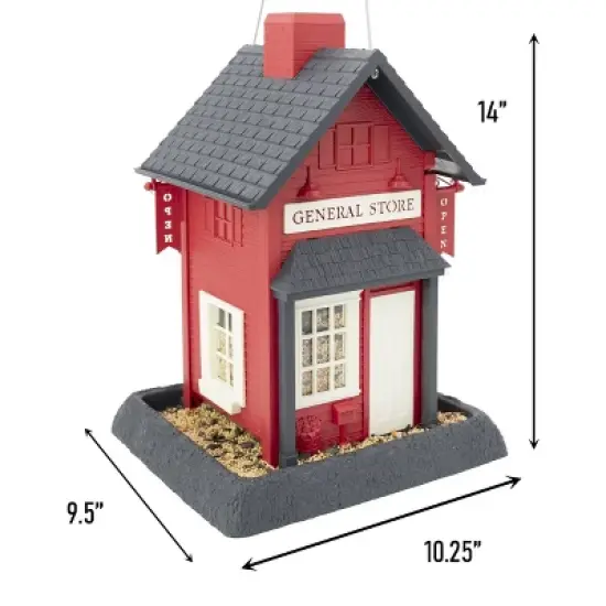 North States General Store Hopper Bird Feeder 14" Red image {6}