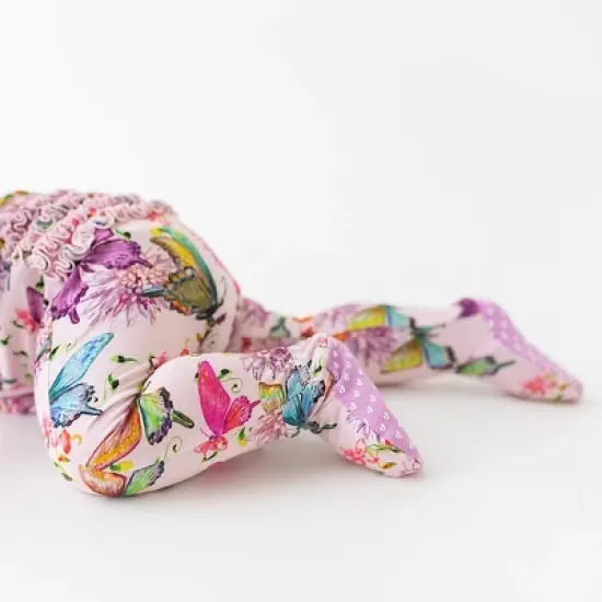 Infant Watercolor Butterfly Footie Ruffled Zippered One Piece - Posh Peanut image {4}