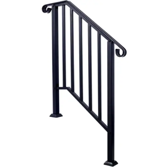 Outdoor Step Handrail, Outdoor Stair Handrail for Multiple Steps, Black Transitional Handrail for Concrete Steps or Wooden Stairs image {5}