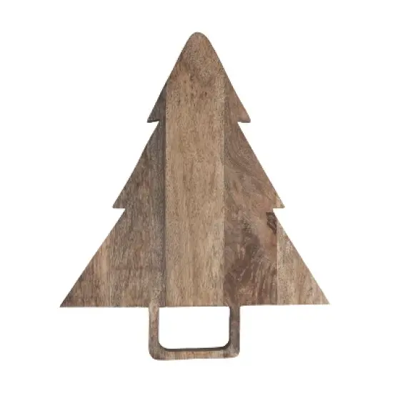 Storied Home Mango Wood Tree-Shaped Cheese/Cutting Board with Handle, Natural image {1}
