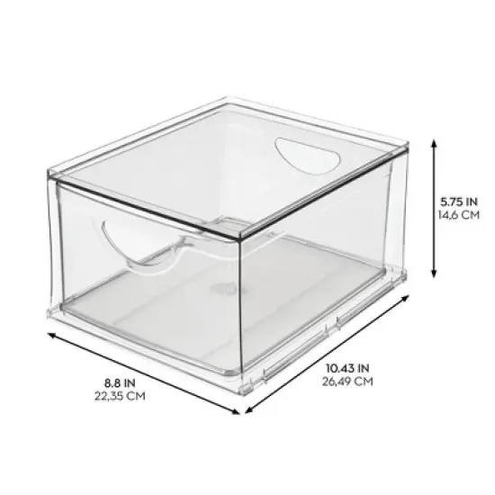 iDesign Stackable Storage Drawer for Pantry, Set of 4, Clear, Made in USA image {3}