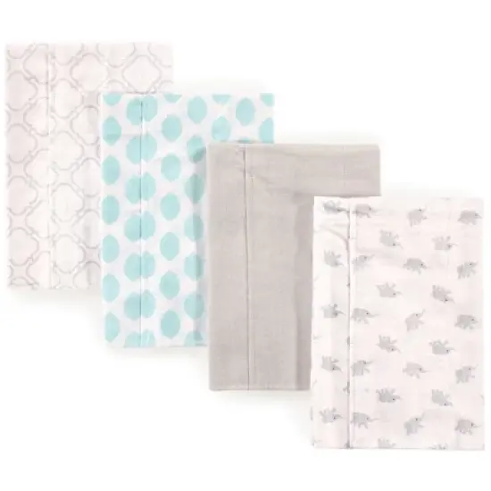Luvable Friends Baby Cotton Flannel Burp Cloths 4pk, Elephant, One Size image {1}
