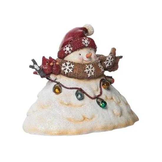 Transpac 7.5 in Off-White Light Up Melting Snowman Christmas Decor Resin Decorative Object image {2}
