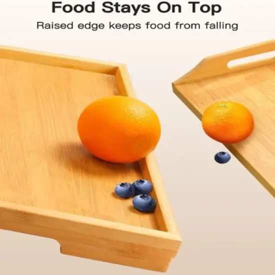 Attop Bamboo Bed Tray Table with Folding Legs Breakfast Serving Tray for Sofa Bed Dining Laptop Snack Desk Natural image {3}