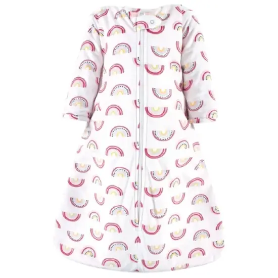 Hudson Baby Infant Girl Long Sleeve Plush Faux Fur Sleeping Bag, Wearable Blanket, Modern Rainbow image {2}