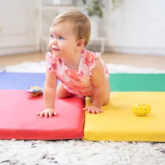 ECR4Kids SoftZone Quad Fold-N-Go Activity Mat, Colorful Toddler Tummy Time Foam Mat image {4}