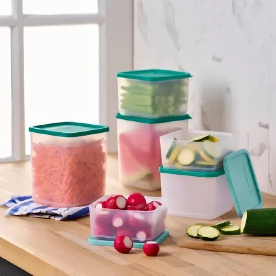 Tupperware 12pc Square Stacking Food Storage Containers with Lids - Green image {5}