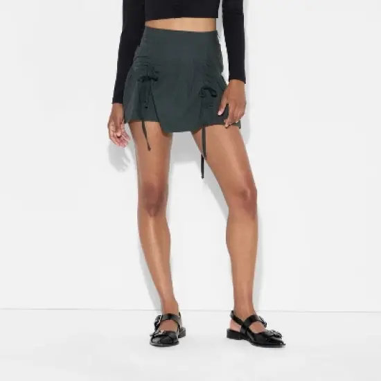Women's Poplin Ruched Mini A-Line Skirt - Wild Fable&trade; image {1}