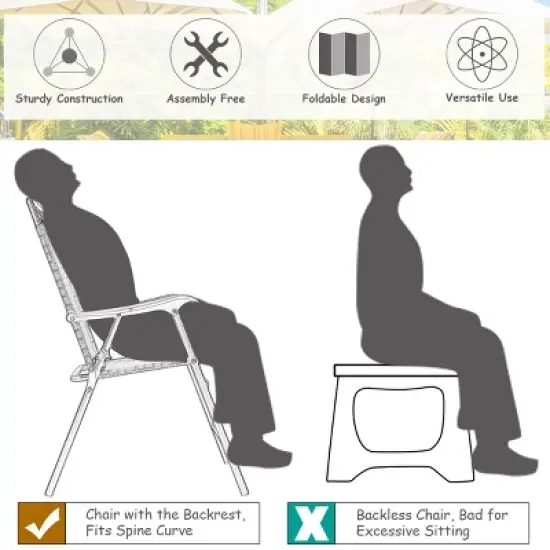 Costway 3 PCS Bistro Conversation Patio Pub Dining Set W/ 2 Folding Chairs & Glass Table image {6}