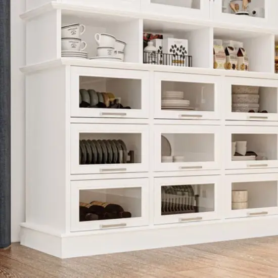 Famapy Multi-Functional Kitchen Cabinet & Pantry,Large - Capacity Food Storage Cabinet with Glass Doors,Easy Organization & Display for Home Kitchen image {8}