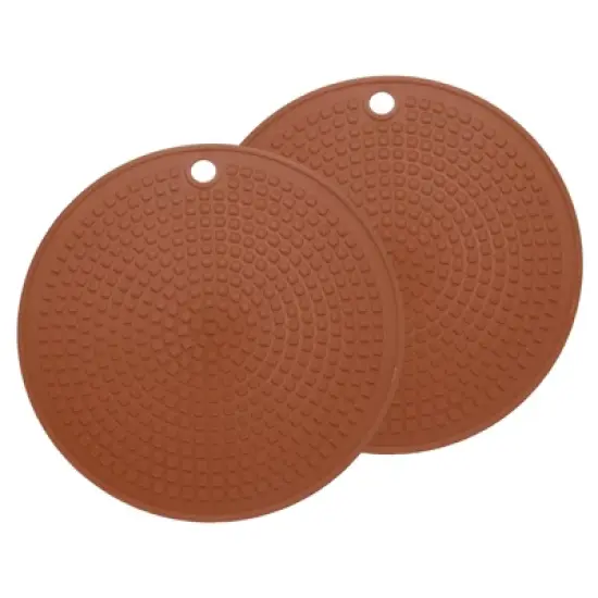 Unique Bargains Round Heat Resistant Silicone Trivet Mat with Hang Hole for Pots 2 Pcs image {5}