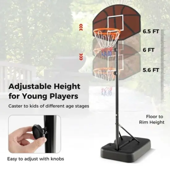 Costway Basketball Hoop 5.6-6.5 FT Height Adjustable for Kids with Shatterproof Backboard image {7}