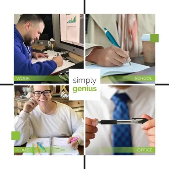 Simply Genius 100 pack of Office Pens, Retractable Ballpoint Pens in Black Ink for Schools, Notebooks, Journals & More (Blue, 100pcs) image {3}