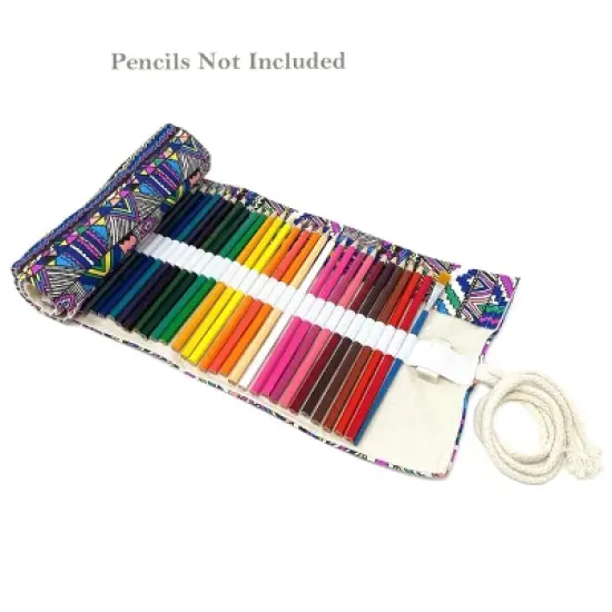 Wrapables Pencil Roll Organizer, Colored Pencil Wrap Pouch (72 slots), Bohemian image {3}