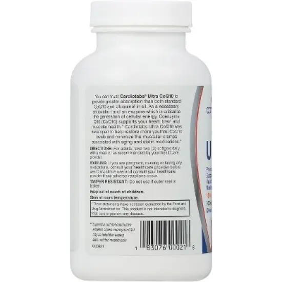 Cardiotabs Ultra CoQ10, 150 mg CoQ10 Per 2 Softgels, Safflower Oil & Tocopherols, 6X Absorption for Heart, Brain & Muscle Health - 120 Count image {2}