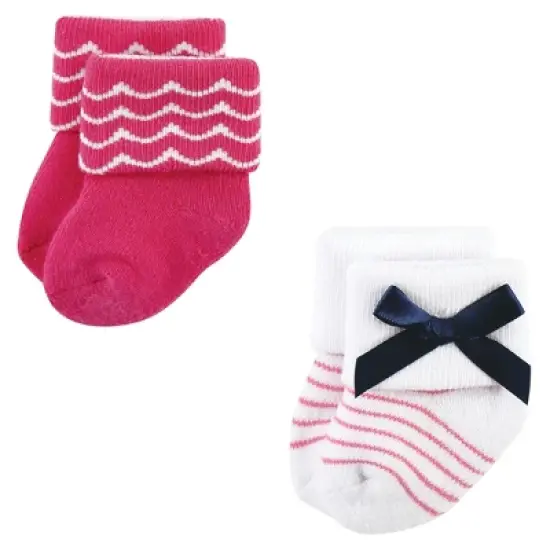 Luvable Friends Infant Girl Newborn and Baby Terry Socks, Bows image {4}
