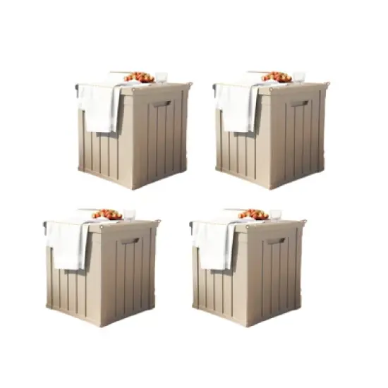 DSVIMOY Deck Boxes, 4-Piece 45 Gal Outdoor Storage Deck Box, Small Patio Storage Bin for Garden Tools, Black & Brown, 30.75"*17.13"*21.85" image {5}