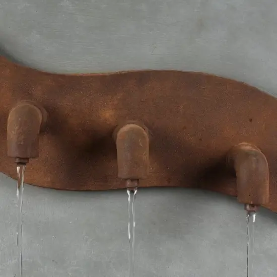 LuxenHome Gray Cement Pots and Rectangular Column Outdoor Fountain with LED Lights image {5}