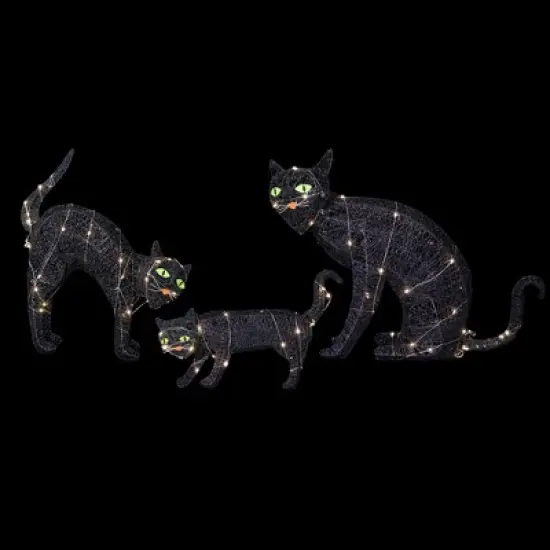 Northlight LED Lighted Black Cat Family Outdoor Halloween Decorations - 27.5" - Set of 3 image {2}