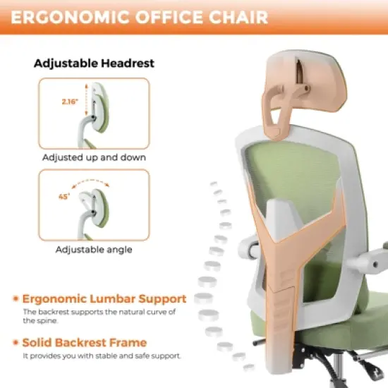 DOMETOUR Gaming Ergonomic Foot Rest Reclining, High Back Mesh Home Office Computer Desk Chair image {1}