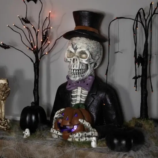 Northlight LED Lighted Skeleton with Jack-O-Lantern Halloween Decoration - 23.5" image {1}