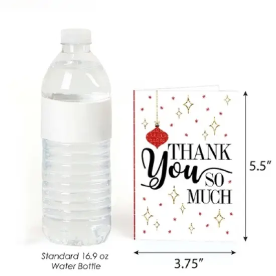 Big Dot of Happiness Red and Gold Friendsmas - Friends Christmas Party Thank You Cards (8 Count) image {2}