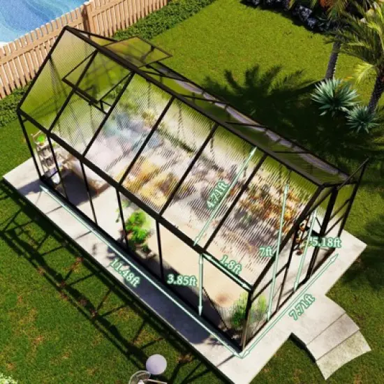 AMERLIFE Polycarbonate Greenhouse for Outdoors, Walk-in Design with Aluminum Frame image {1}