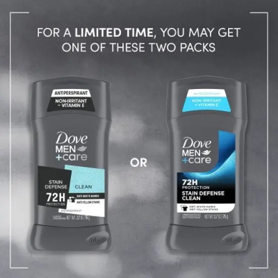 Dove Men+Care 72hr Antiperspirant & Deodorant Stick - Stain Defense Clean - 2.7oz image {3}