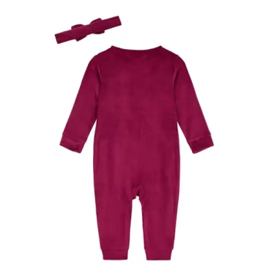 Andy & Evan Toddler  Girls Red Velvet Romper w/Headband, Size 12-18 Months image {2}